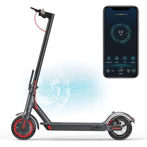 An electric scooter with an app on it. Scooter Advice