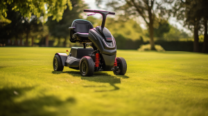 A small electric scooter is parked on a grassy field, offering convenient mobility. Scooter Advice